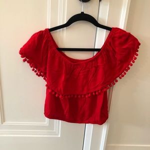 Off the shoulder Pom Pom blouse